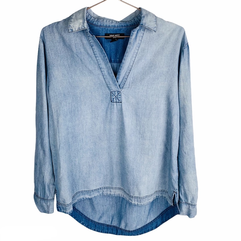 Nine West Evra Chambray Popover‎ Top